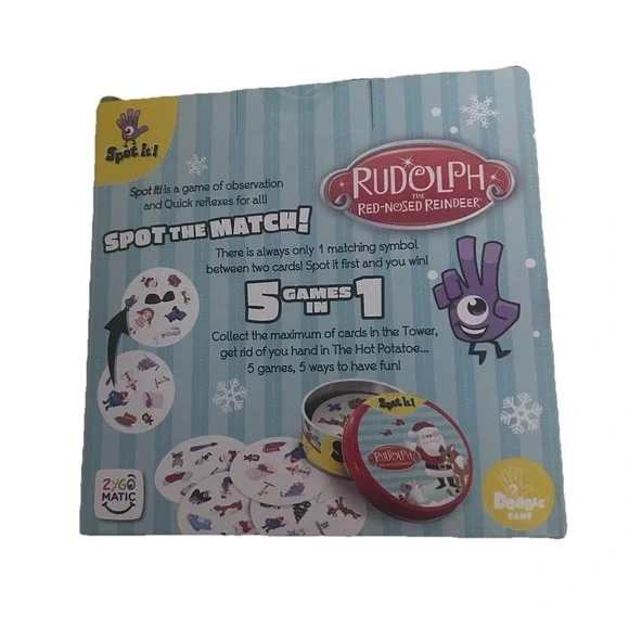 USAOPOLY Spot It! Rudolph Card Game Featuring Rudolph, Yukon Cornelius and Santa - Picture 2 of 7